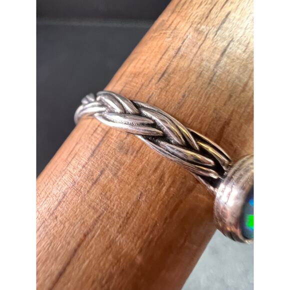 Sterling Silver Braided Band Ring with Lab Opal – Size 9 - Picture 14 of 16
